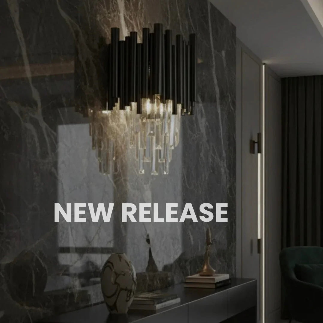 SkandiaLights New Release: Modern luxury dark metal and crystal chandelier suspension for living room