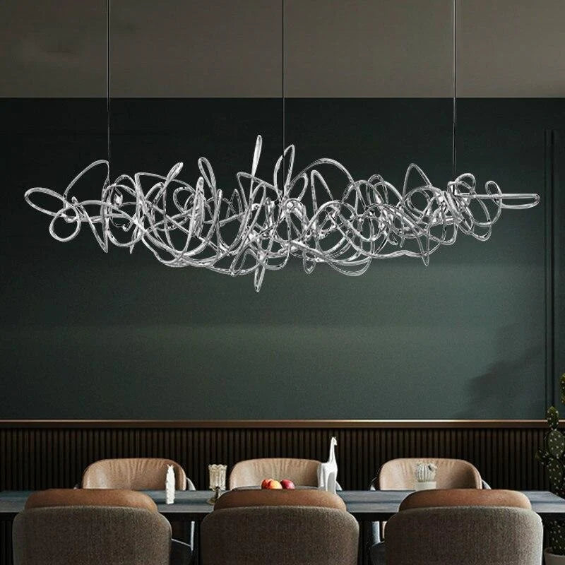 Abstract Horizon modern sculptural LED ring chandelier