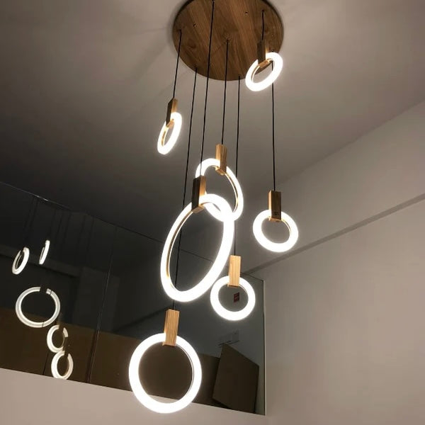Nordic Halo Scandinavian LED ring pendant light with luminous rings