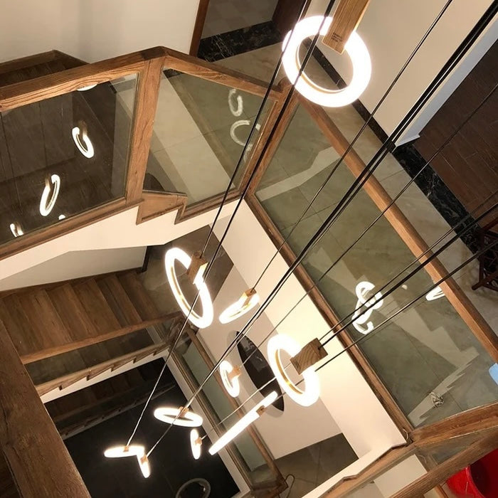 Nordic Halo Scandinavian LED ring pendant light with luminous rings