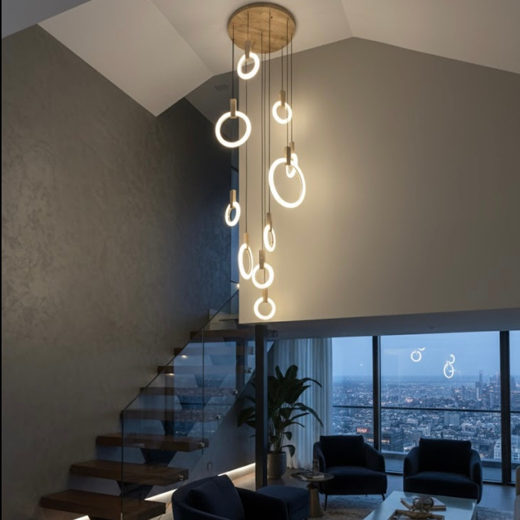 Nordic Halo Scandinavian LED ring pendant light with luminous rings