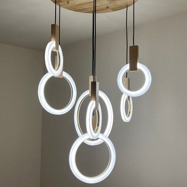 Nordic Halo Scandinavian LED ring pendant light with luminous rings