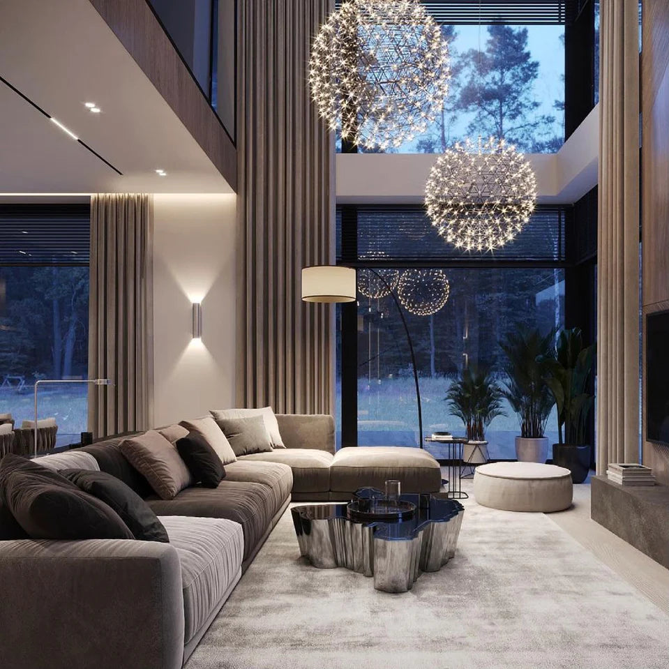 Celestial Sphere modern LED globe pendant light with luminous spheres
