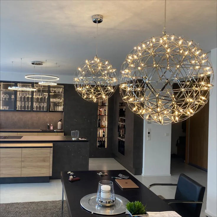 Celestial Sphere modern LED globe pendant light with luminous spheres
