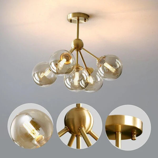 Copper Constellation modern copper LED globe chandelier