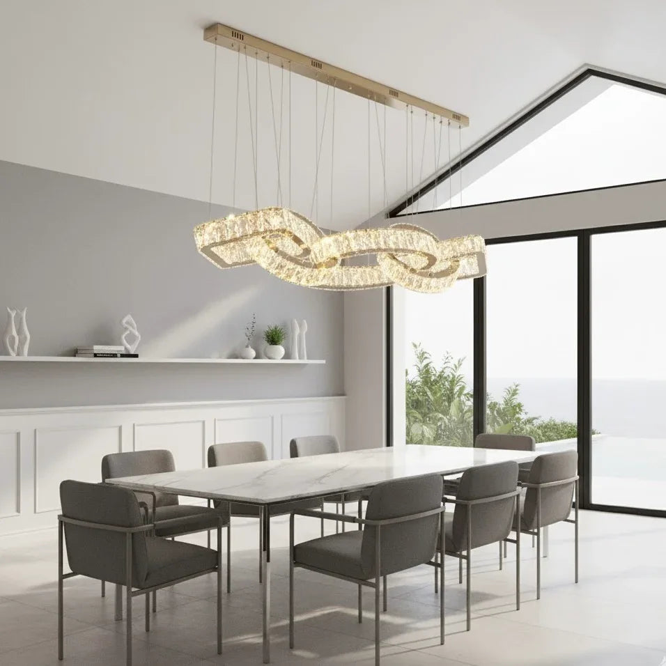 Olympia Links luxury LED pendant light with interconnected luminous rings