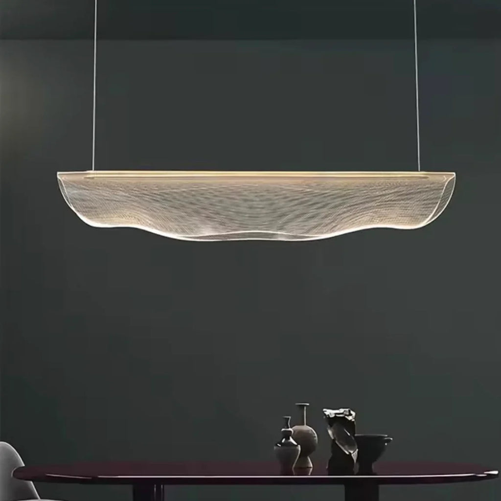 Ethereal Pebble organic LED pendant light above kitchen table