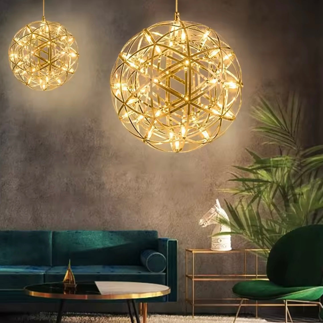 Celestial Sphere modern LED globe pendant light with luminous spheres