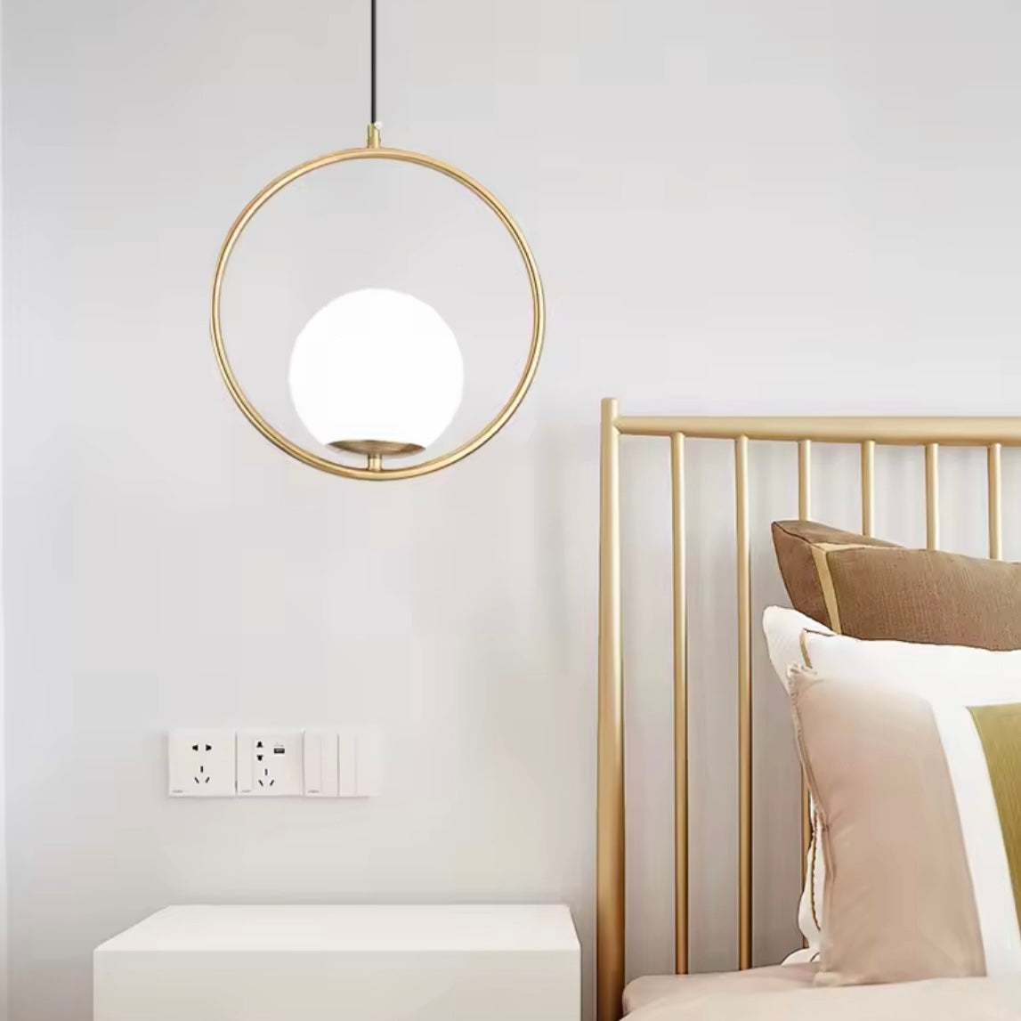 Orbital Gem modern geometric LED pendant light with oval and circular forms